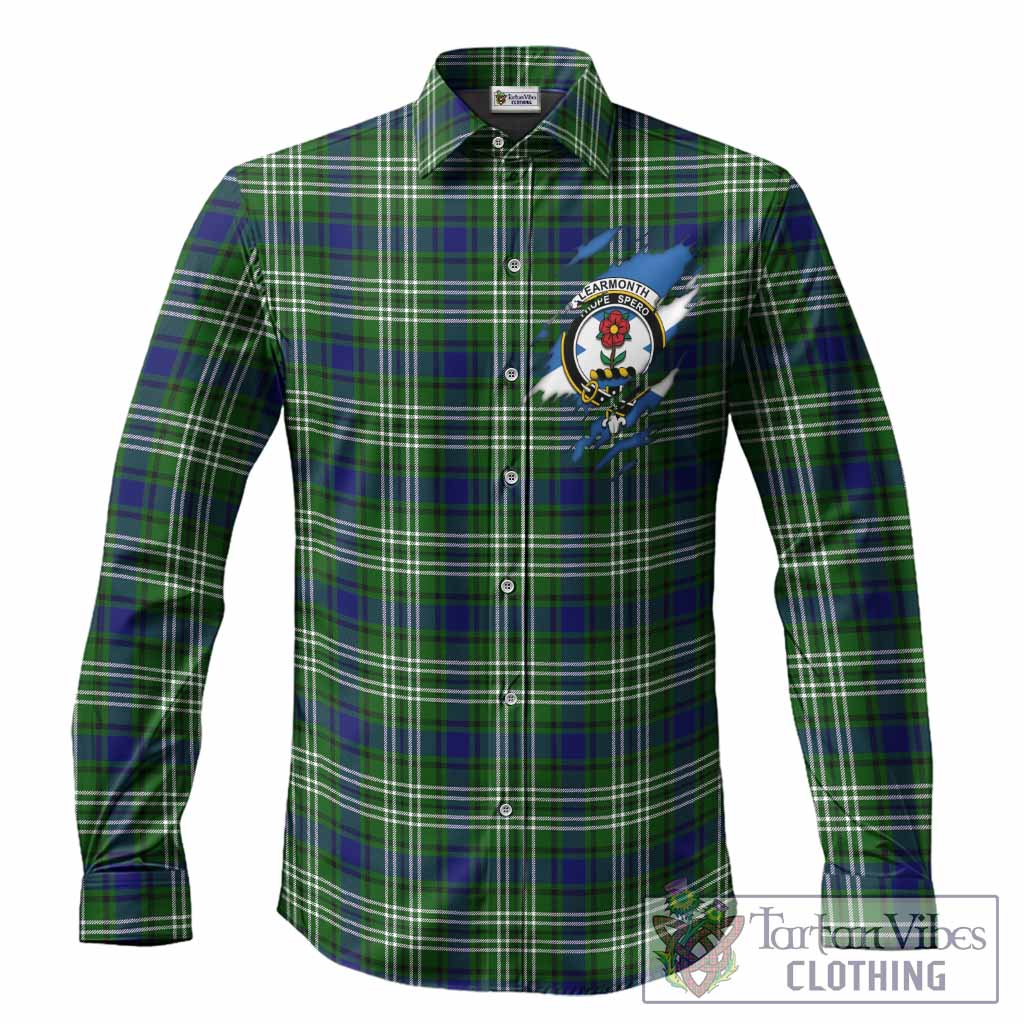 Learmonth Clan Crest In Me Tartan Long Sleeve Button Shirts Scotland Flag Style