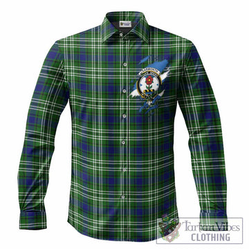 Learmonth Clan Crest In Me Tartan Long Sleeve Button Shirts Scotland Flag Style