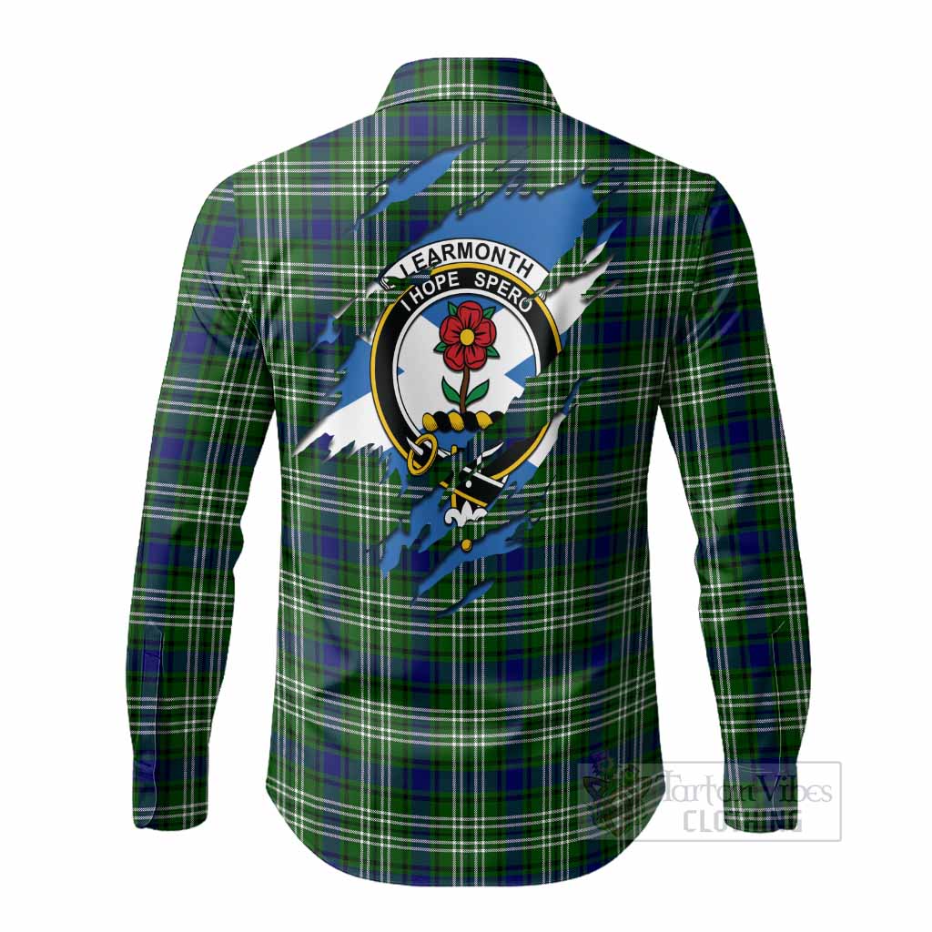 Learmonth Clan Crest In Me Tartan Long Sleeve Button Shirts Scotland Flag Style