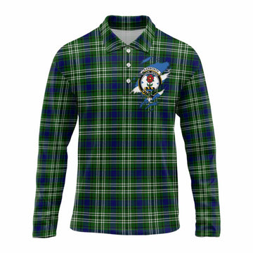 Learmonth Clan Crest In Me Tartan Long Sleeve Polo Shirt Scotland Flag Style