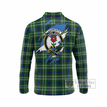 Learmonth Clan Crest In Me Tartan Long Sleeve Polo Shirt Scotland Flag Style