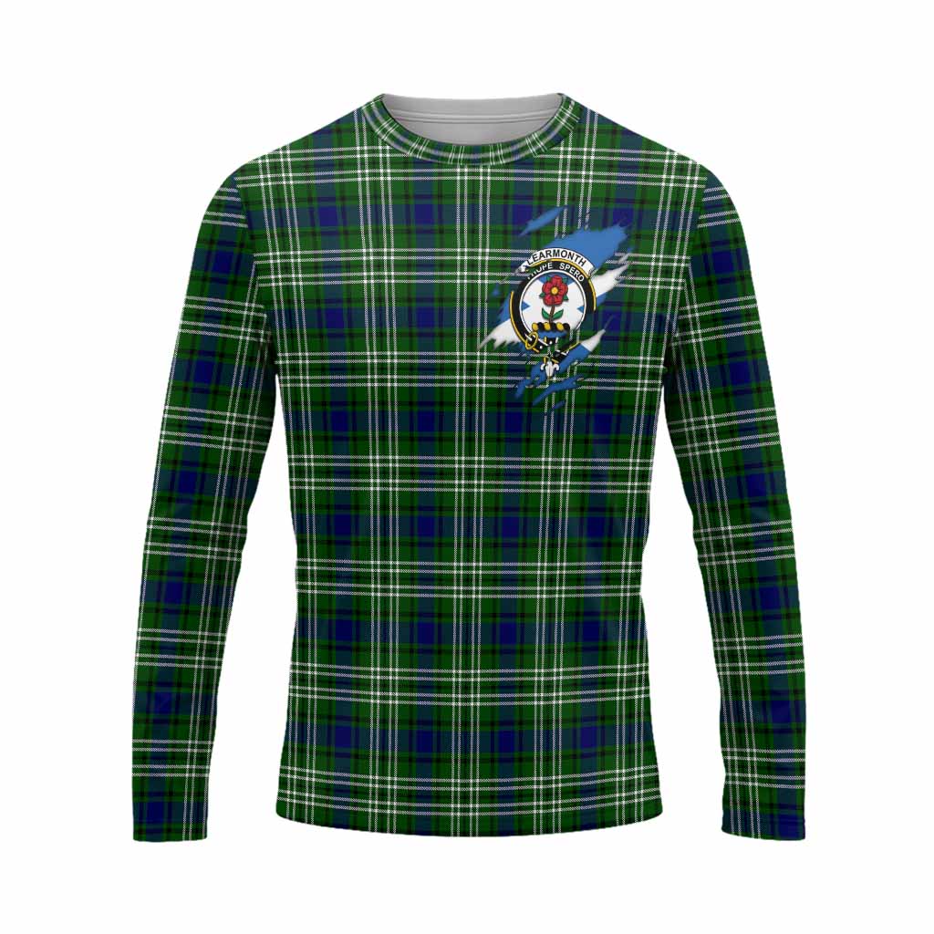 Learmonth Clan Crest In Me Tartan Long Sleeve T-Shirt Scotland Flag Style