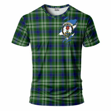 Learmonth Clan Crest In Me Tartan T-Shirt Scotland Flag Style
