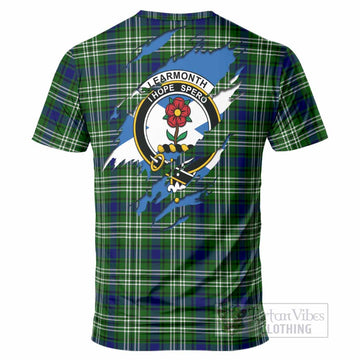Learmonth Clan Crest In Me Tartan T-Shirt Scotland Flag Style