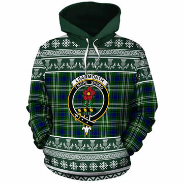 Learmonth Clan Tartan Christmas Cotton Hoodie with Family Crest