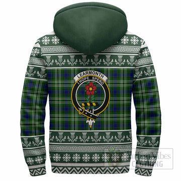Learmonth Clan Tartan Christmas Fleece Hoodie with Family Crest