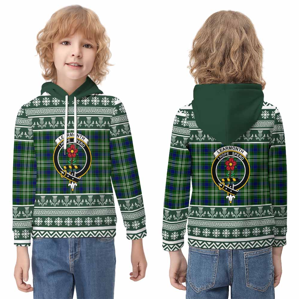 Learmonth Clan Tartan Christmas Kid Hoodie with Family Crest - Tartan Vibes Clothing
