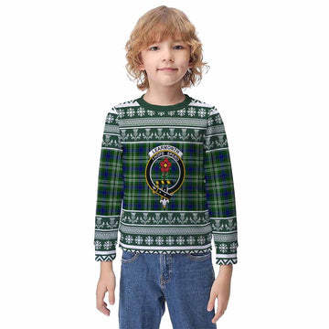 Learmonth Clan Tartan Christmas Kid Ugly Sweatshirt with Family Crest