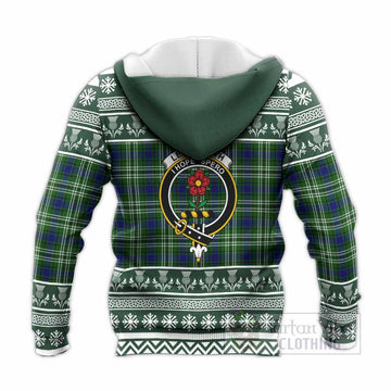 Learmonth Clan Tartan Christmas Knitted Hoodie with Family Crest