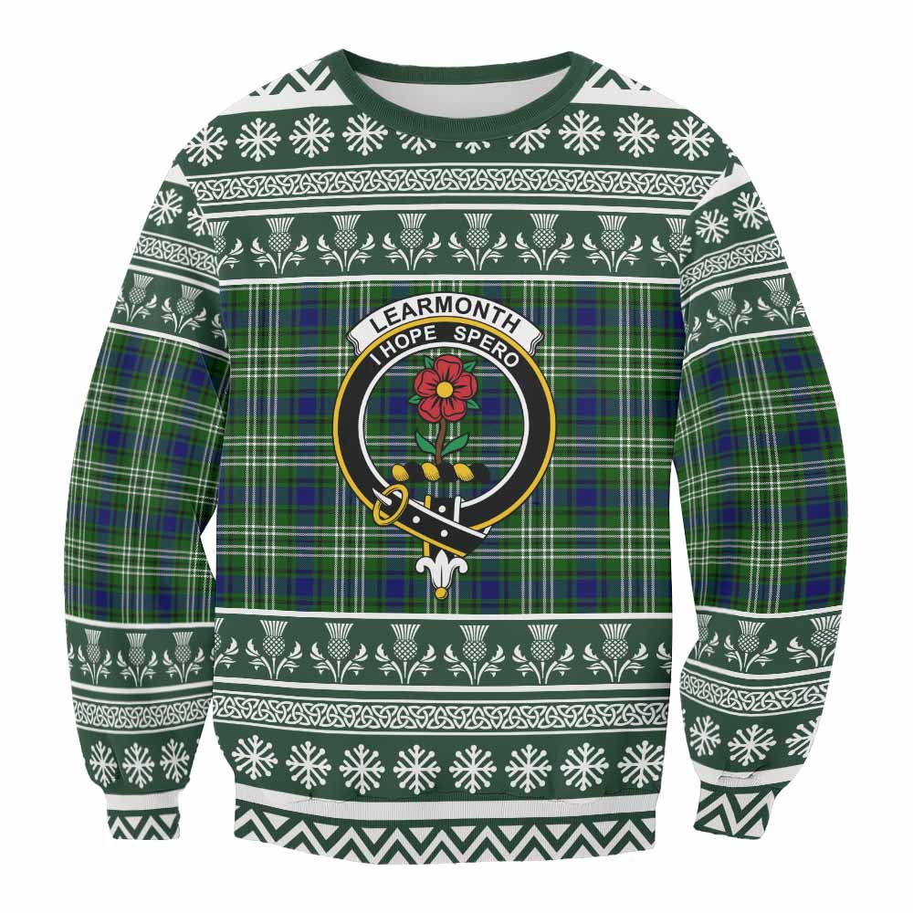 Learmonth Clan Tartan Christmas Sweatshirt with Family Crest - Tartan Vibes Clothing