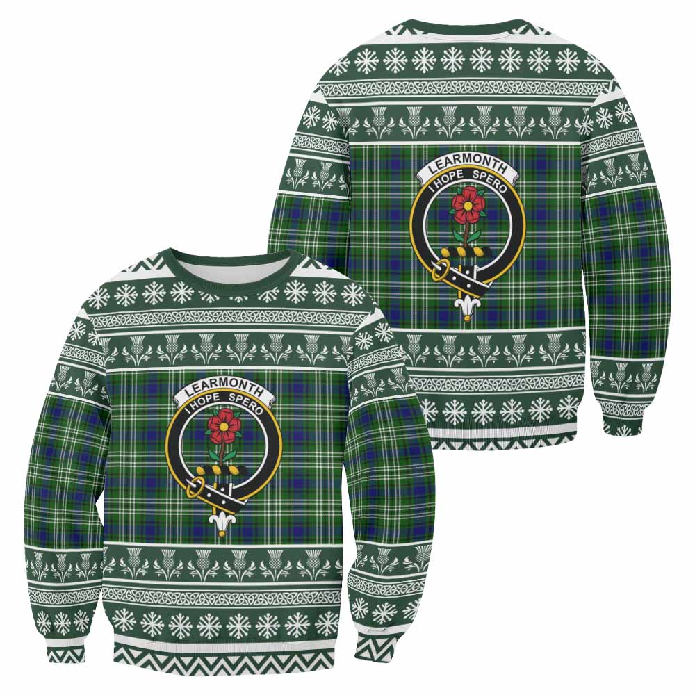 Learmonth Clan Tartan Christmas Sweatshirt with Family Crest - Tartan Vibes Clothing