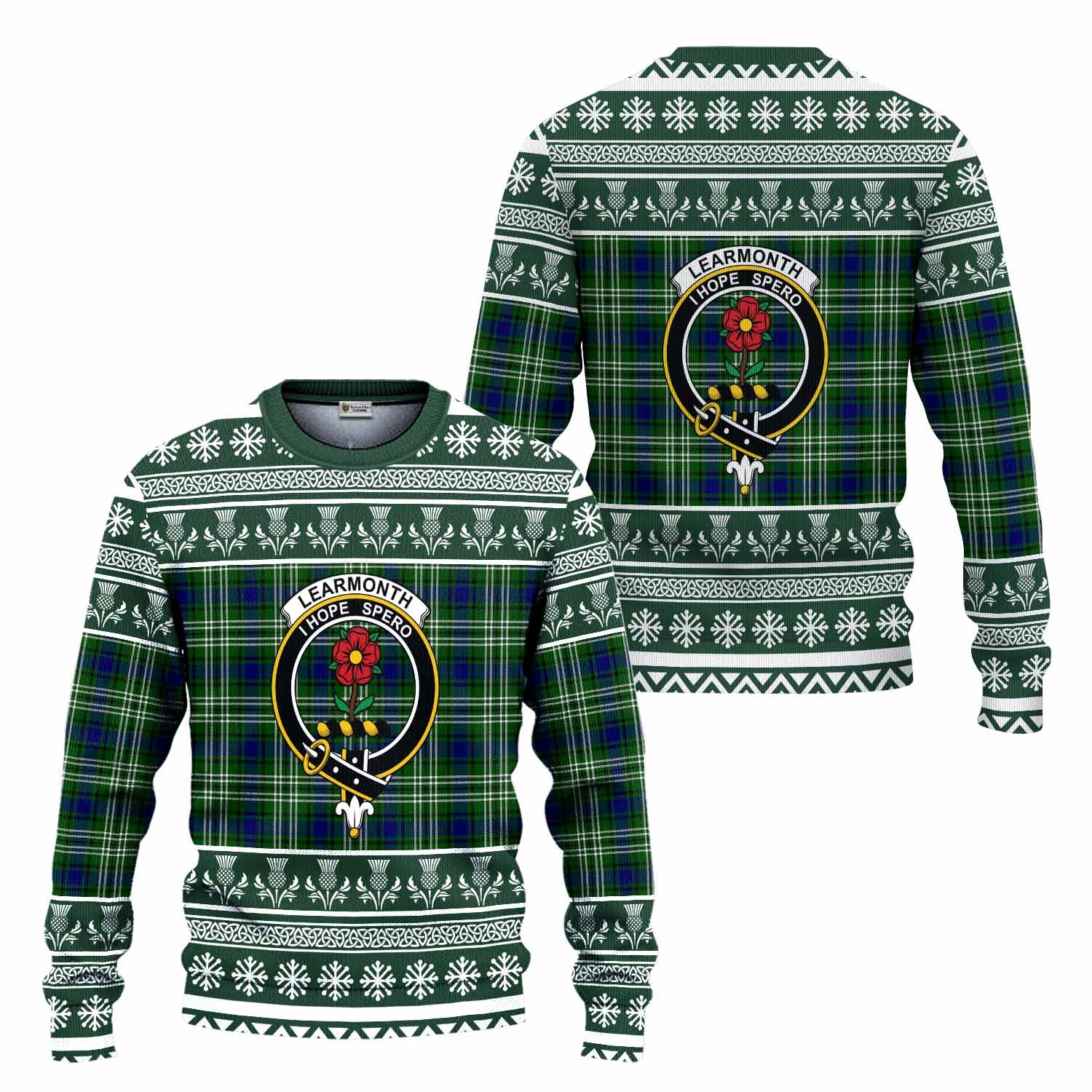 Learmonth Clan Tartan Christmas Ugly Sweater with Family Crest - Tartan Vibes Clothing