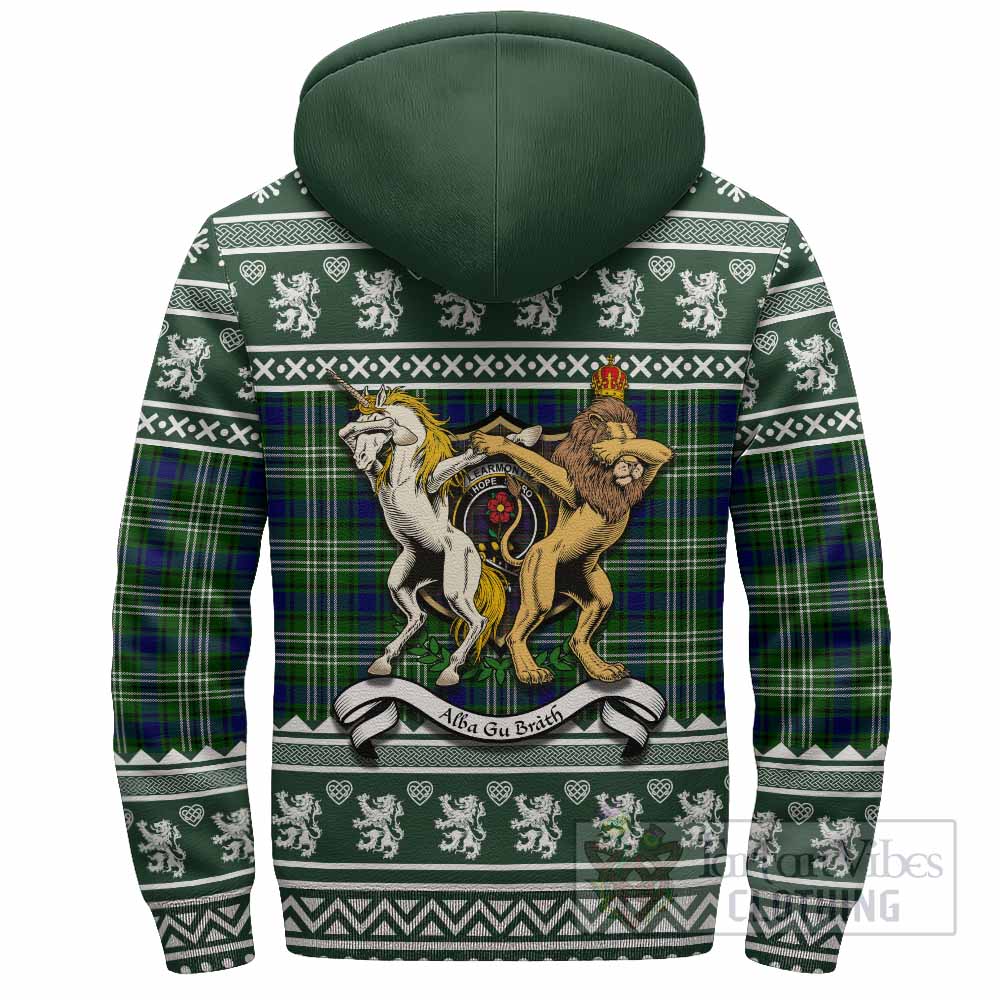 Learmonth Clan Tartan Crest Christmas Fleece Hoodie Coat of Arms Funny Style - Tartan Vibes Clothing