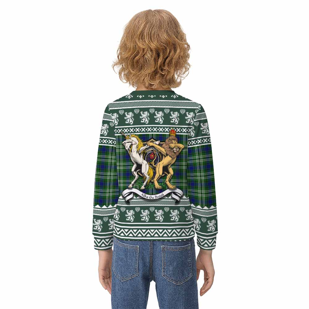 Learmonth Clan Tartan Crest Christmas Kid Ugly Sweatshirt Coat of Arms Funny Style - Tartan Vibes Clothing