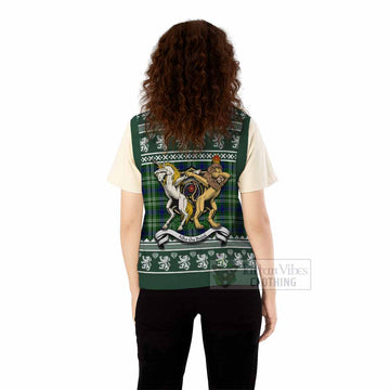 Learmonth Clan Tartan Crest Christmas Knitted V-Neck Vest Coat of Arms Funny Style