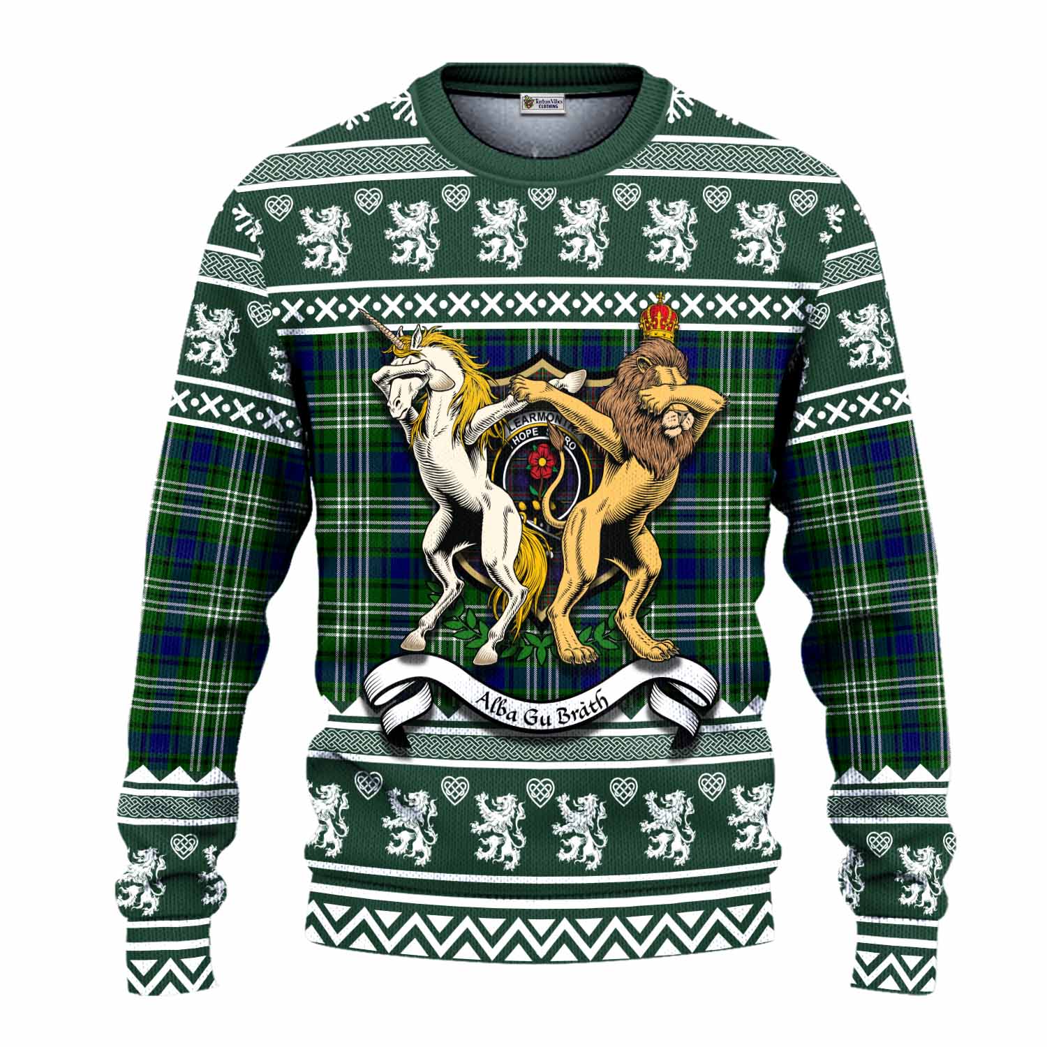 Learmonth Clan Tartan Crest Christmas Ugly Sweater Coat of Arms Funny Style - Tartan Vibes Clothing