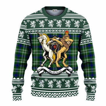 Learmonth Clan Tartan Crest Christmas Ugly Sweater Coat of Arms Funny Style