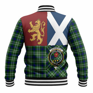 Learmonth Crest Tartan Baseball Jacket with Lion Rampant Saltire Style