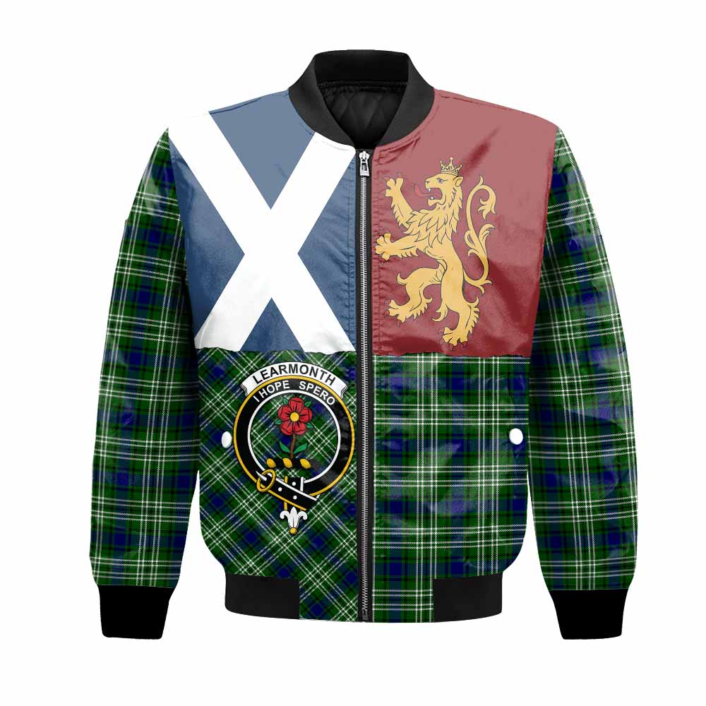 Learmonth Crest Tartan Bomber Jacket with Lion Rampant Saltire Style