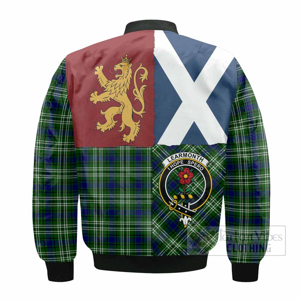 Learmonth Crest Tartan Bomber Jacket with Lion Rampant Saltire Style
