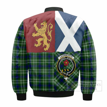 Learmonth Crest Tartan Bomber Jacket with Lion Rampant Saltire Style