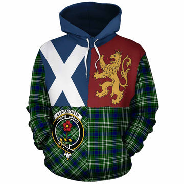 Learmonth Crest Tartan Cotton Hoodie with Lion Rampant Saltire Style