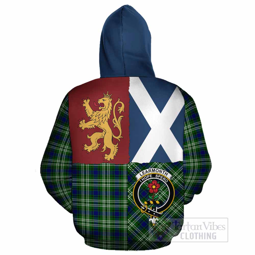 Learmonth Crest Tartan Cotton Hoodie with Lion Rampant Saltire Style - Tartan Vibes Clothing