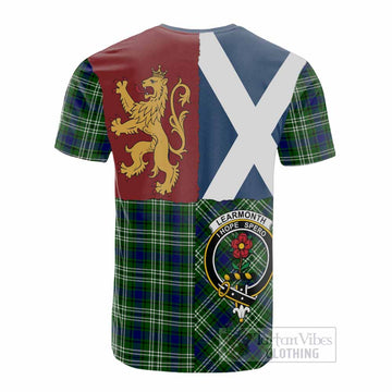 Learmonth Crest Tartan Cotton T-shirt with Lion Rampant Saltire Style