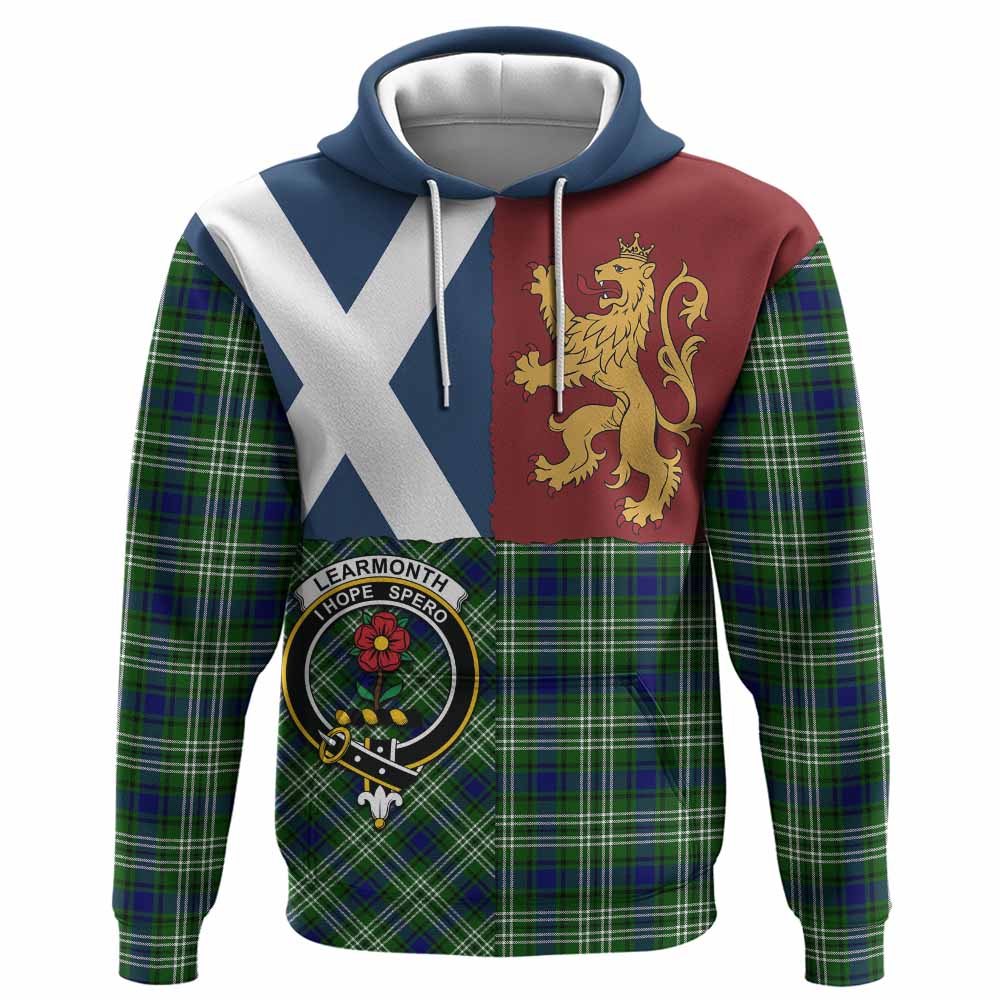 Learmonth Crest Tartan Hoodie with Lion Rampant Saltire Style