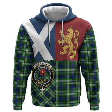 Learmonth Crest Tartan Hoodie with Lion Rampant Saltire Style