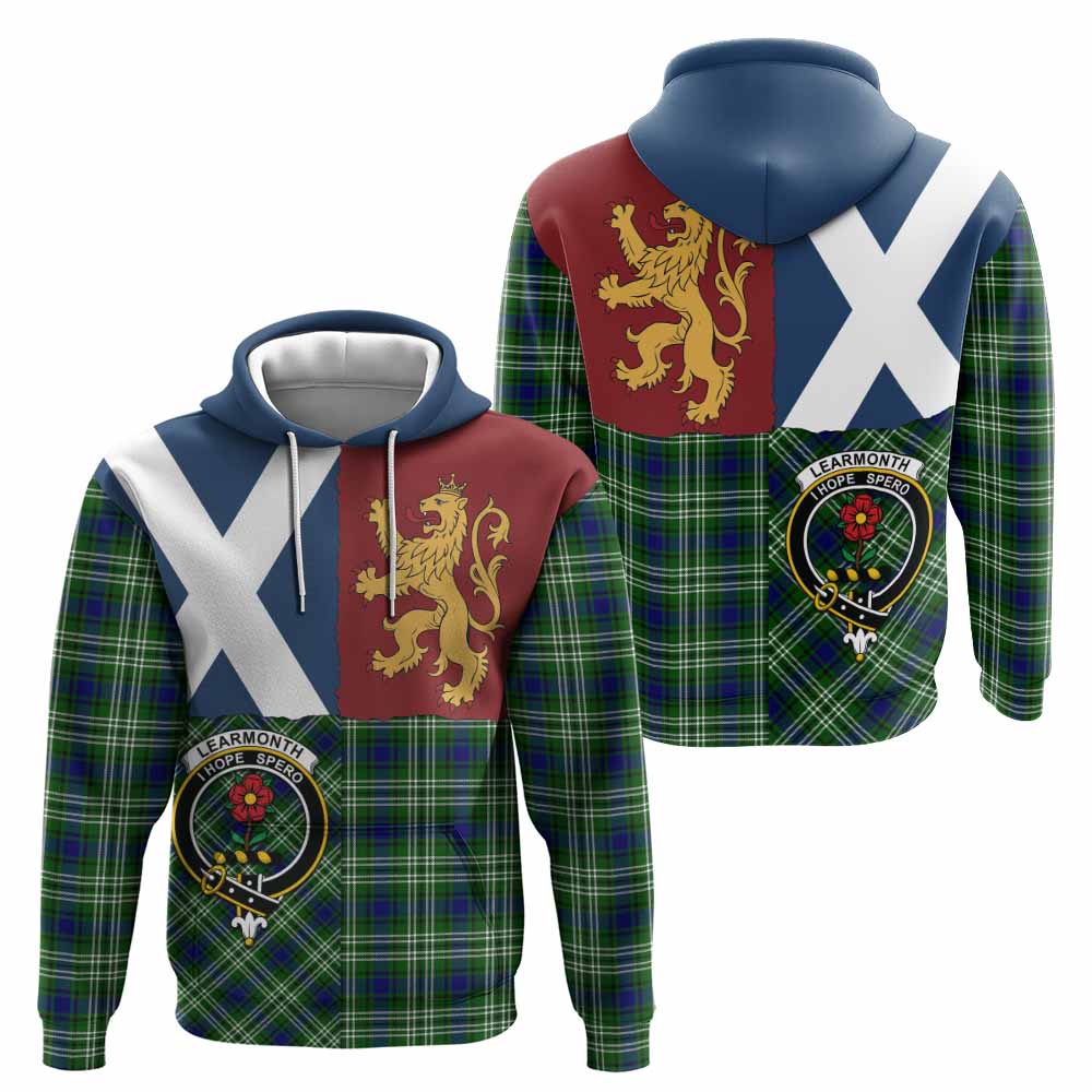 Learmonth Crest Tartan Hoodie with Lion Rampant Saltire Style