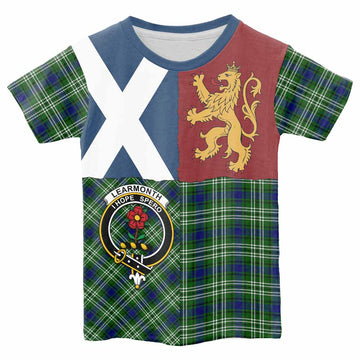 Learmonth Crest Tartan Kid T-shirt with Lion Rampant Saltire Style