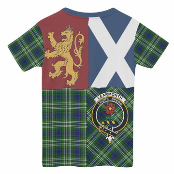 Learmonth Crest Tartan Kid T-shirt with Lion Rampant Saltire Style