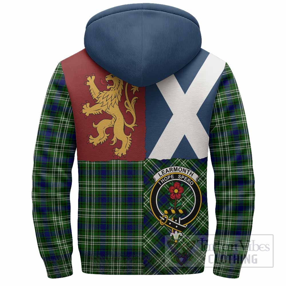 Learmonth Crest Tartan Sherpa Hoodie with Lion Rampant Saltire Style