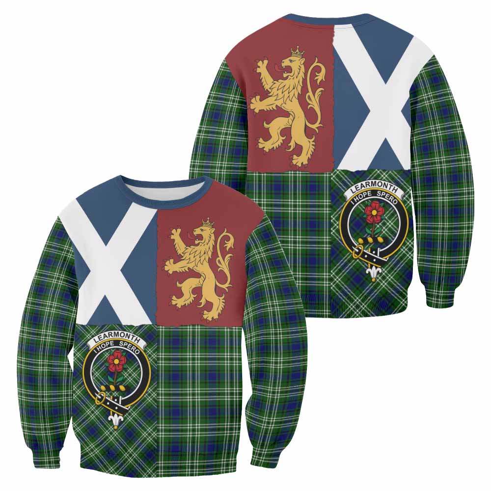 Learmonth Crest Tartan Sweatshirt with Lion Rampant Saltire Style