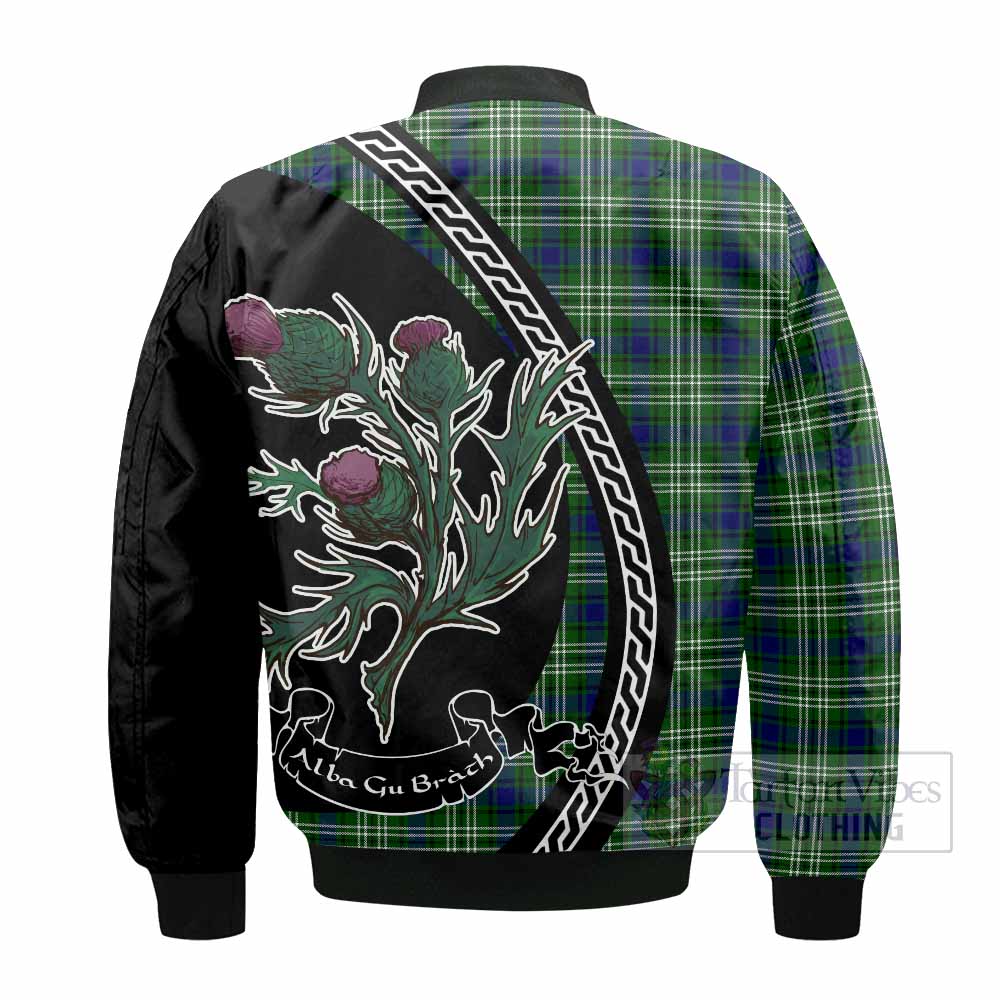 Learmonth Family Crest Tartan Bomber Jacket Alba Thistle Inspired - Tartan Vibes Clothing