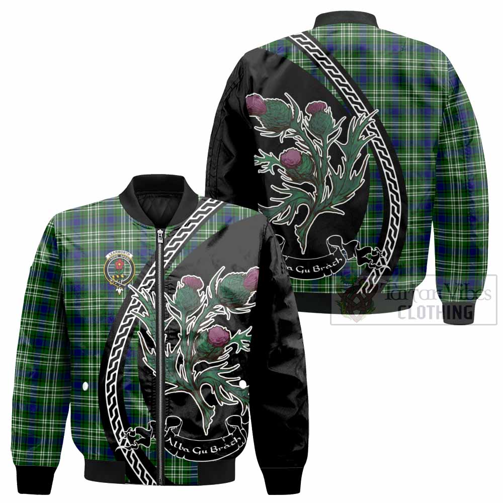 Learmonth Family Crest Tartan Bomber Jacket Alba Thistle Inspired - Tartan Vibes Clothing