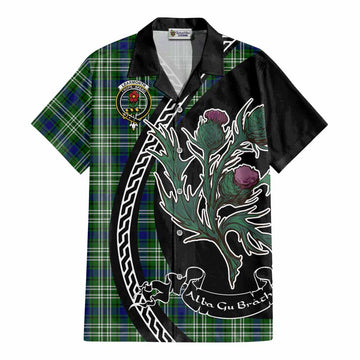 Learmonth Family Crest Tartan Cotton Hawaiian Shirt Alba Thistle Inspired