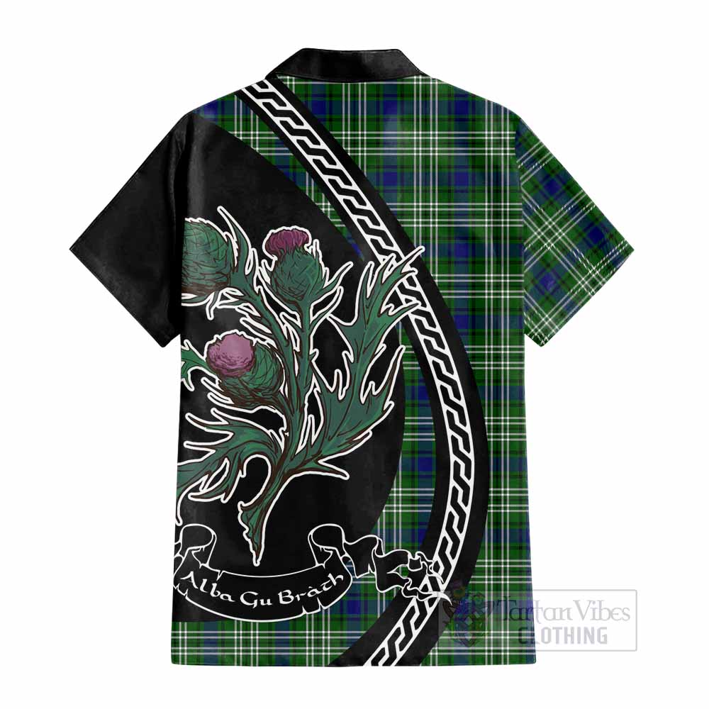 Learmonth Family Crest Tartan Cotton Hawaiian Shirt Alba Thistle Inspired - Tartan Vibes Clothing