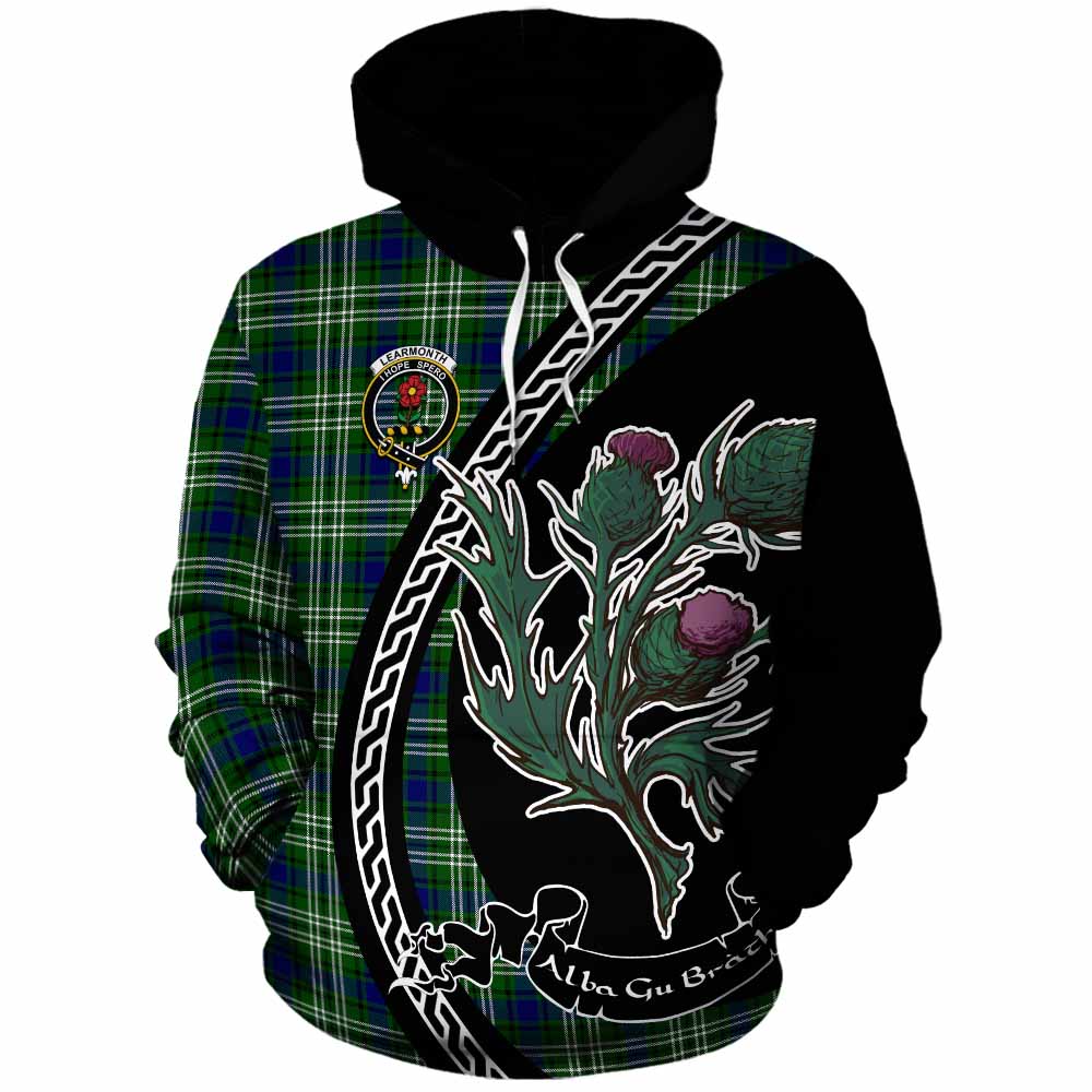Learmonth Family Crest Tartan Cotton Hoodie Alba Thistle Inspired - Tartan Vibes Clothing