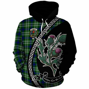 Learmonth Family Crest Tartan Cotton Hoodie Alba Thistle Inspired