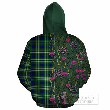 Learmonth Family Crest Tartan Cotton Hoodie Scottish Thistle Flower Pattern Half Style