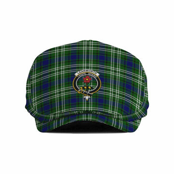 Learmonth Family Crest Tartan Jeff Cap, Tartan Flat Cap