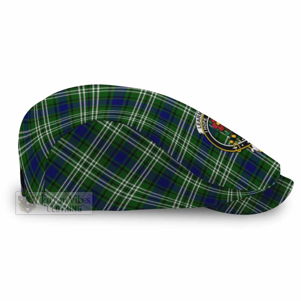 Learmonth Family Crest Tartan Jeff Cap, Tartan Flat Cap