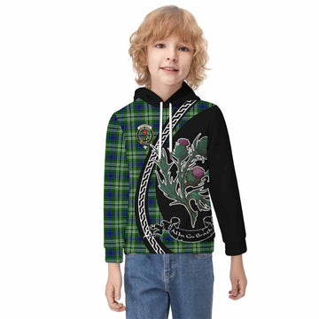 Learmonth Family Crest Tartan Kid Hoodie Alba Thistle Inspired