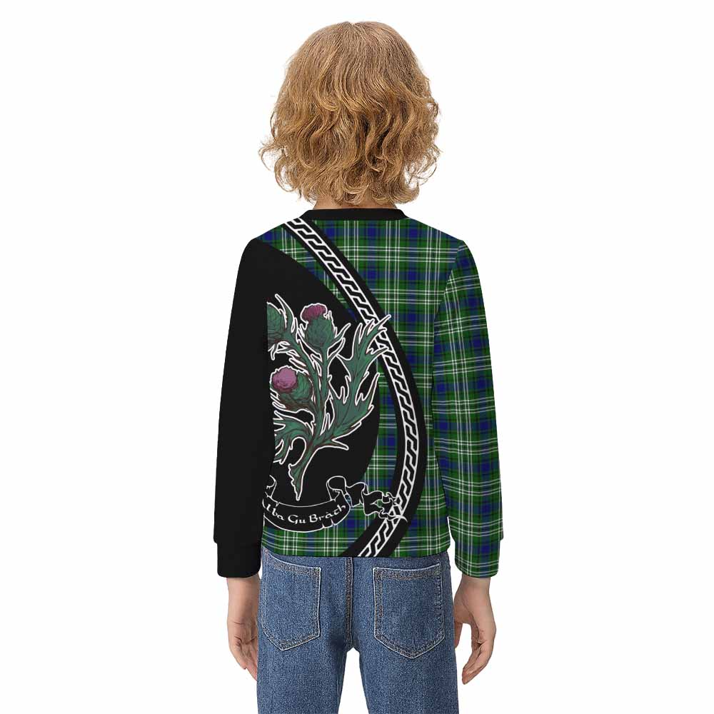 Learmonth Family Crest Tartan Kid Knitted Sweatshirt Alba Thistle Inspired - Tartan Vibes Clothing