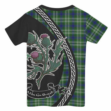 Learmonth Family Crest Tartan Kid T-shirt Alba Thistle Inspired