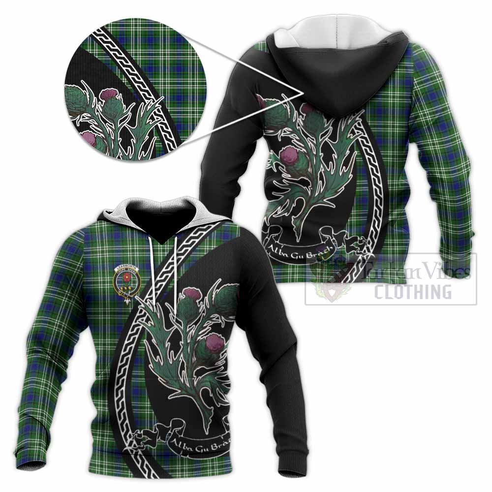 Learmonth Family Crest Tartan Knitted Hoodie Alba Thistle Inspired - Tartan Vibes Clothing