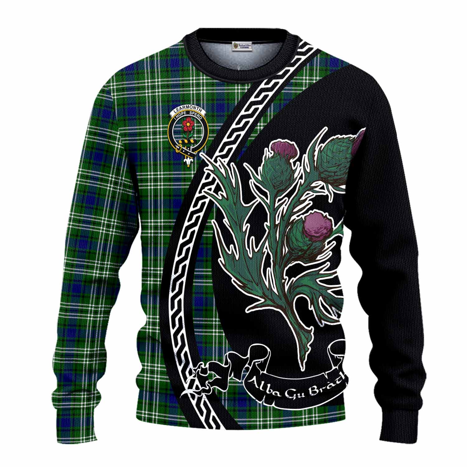 Learmonth Family Crest Tartan Knitted Sweater Alba Thistle Inspired - Tartan Vibes Clothing