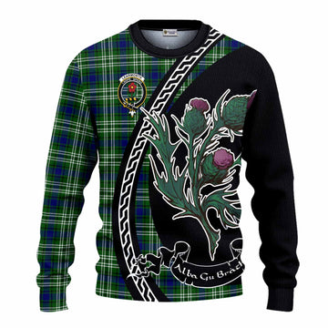 Learmonth Family Crest Tartan Knitted Sweater Alba Thistle Inspired